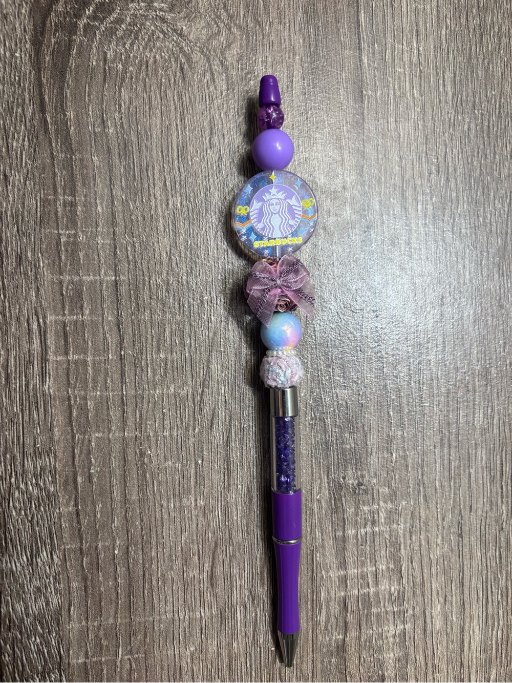 Starbucks Purple Bead Charm Pen with Pastel Accents